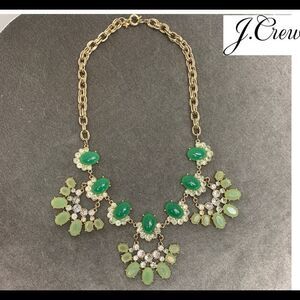 J. Crew green rhinestone Crystal gold-tone statement necklace